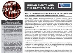 [ai] A pamphlet titled 'Abolish the Death Penalty' that discusses human rights and the death penalty. It includes a section on the United Nations' position regarding the death penalty, highlighting key information and safeguards related to its use.